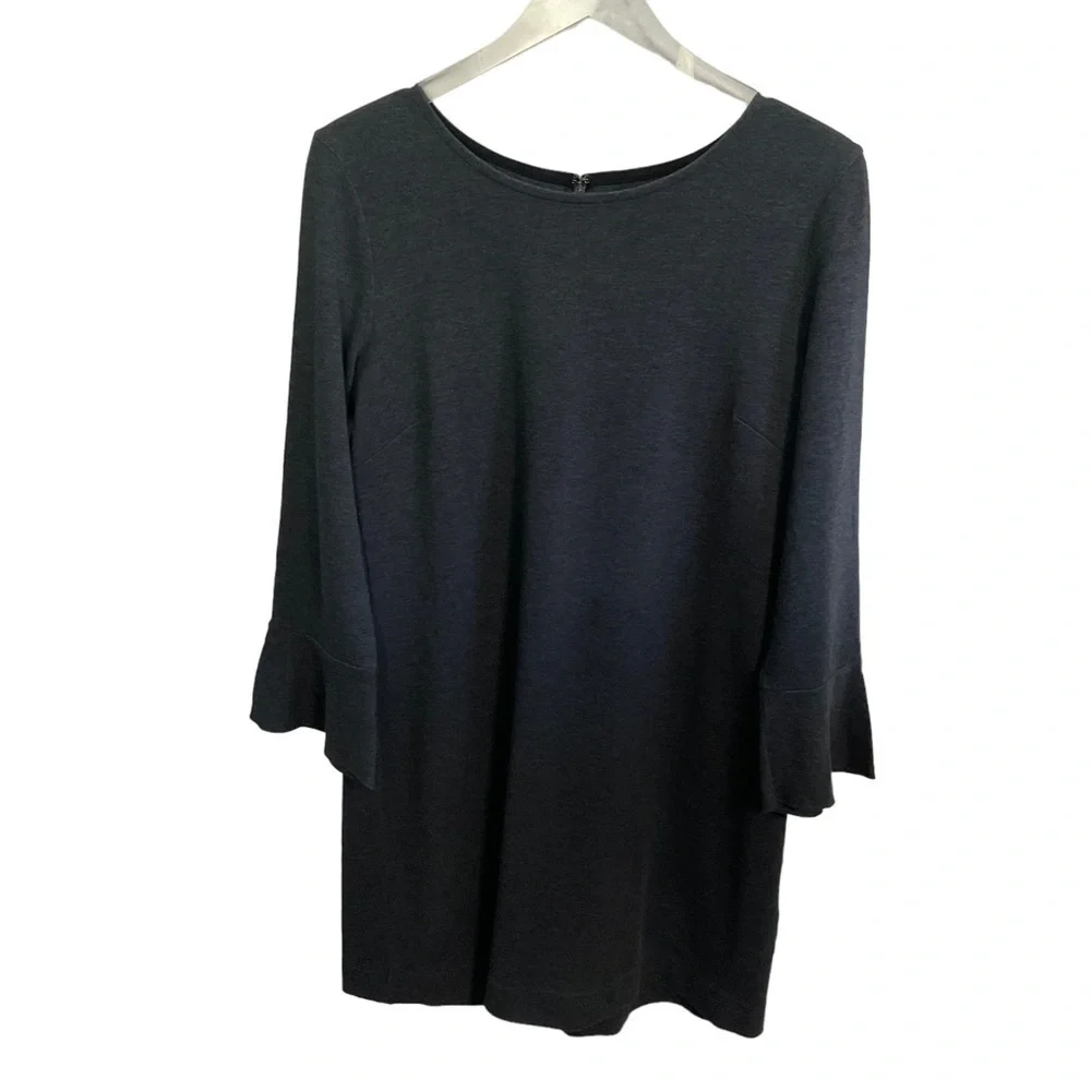 Madewell Charcoal Heather Gray Long bell sleeve Knit Tunic Dress Size M - Picture 2 of 14